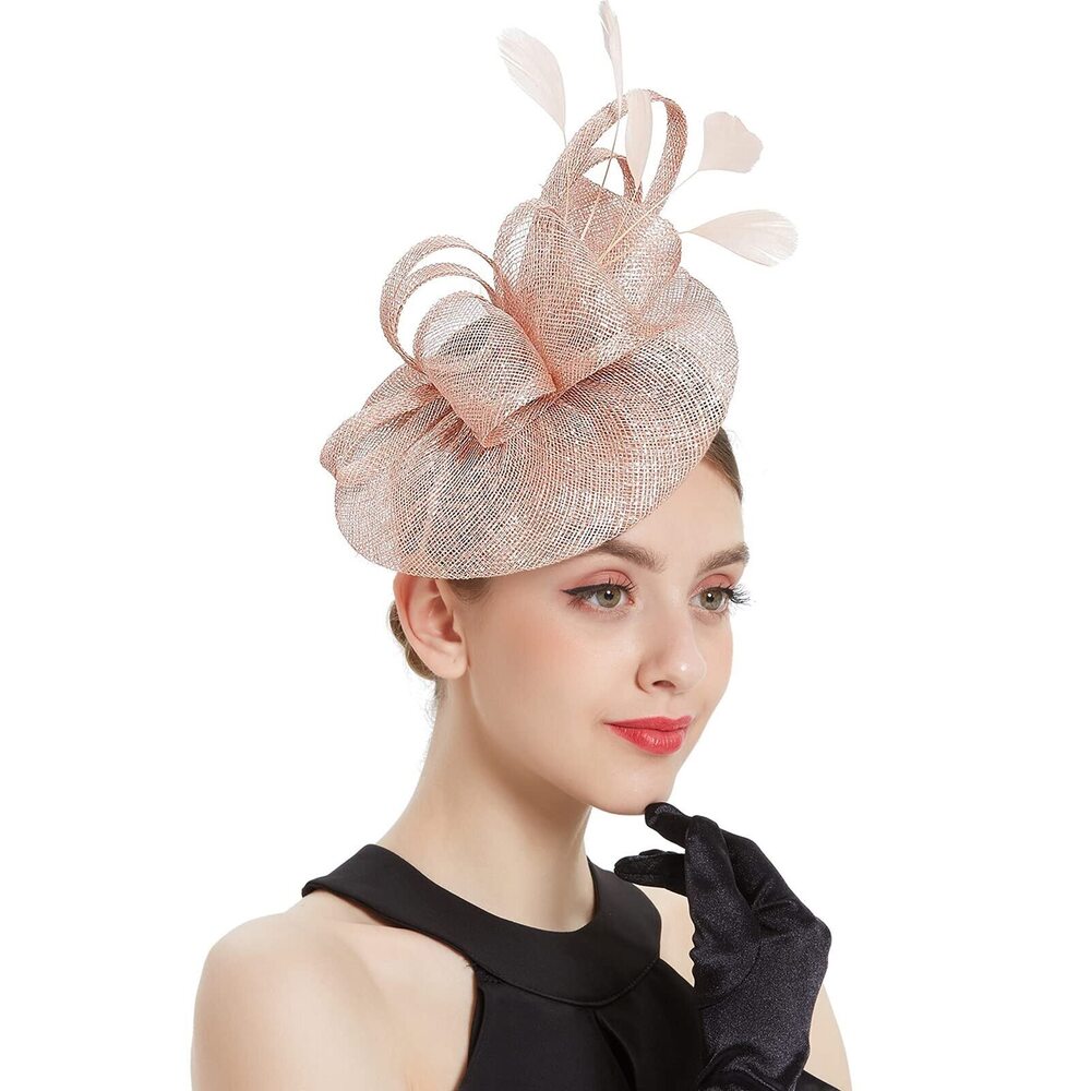 8933 Sinamay Fascinator Hats For Women Wedding Tea Party Headband Flower - Picture 2 of 7